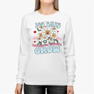 100 Days Growing Boho Flowers Teacher 100th Day of School Longsleeve Tee 2 3