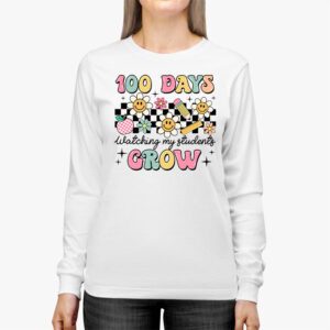 100 Days Growing Boho Flowers Teacher 100th Day of School Longsleeve Tee 2 4