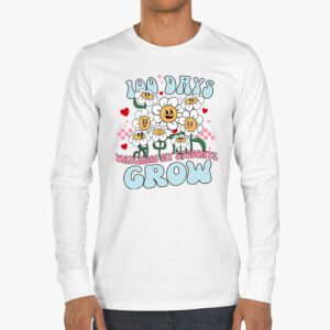 100 Days Growing Boho Flowers Teacher 100th Day of School Longsleeve Tee 3 3