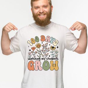100 Days Growing Boho Flowers Teacher 100th Day of School T Shirt 2 1