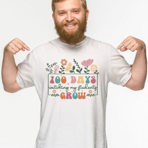 100 Days Growing Boho Flowers Teacher 100th Day of School T Shirt 2