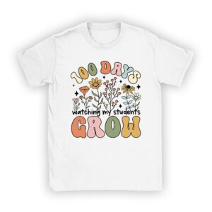 100 Days Growing Boho Flowers Teacher 100th Day of School T-Shirt