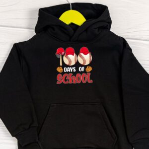 100 Days Of School Baseball 100th Day Kids Boys Hoodie 1 1