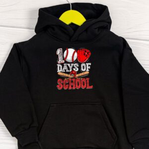 100 Days Of School Baseball 100th Day Kids Boys Hoodie 1 2