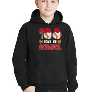 100 Days Of School Baseball 100th Day Kids Boys Hoodie 3 1