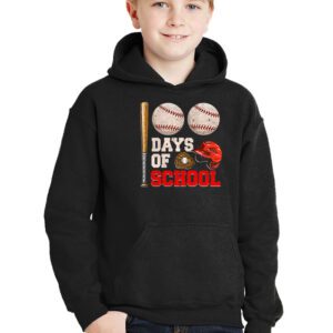 100 Days Of School Baseball 100th Day Kids Boys Hoodie 3