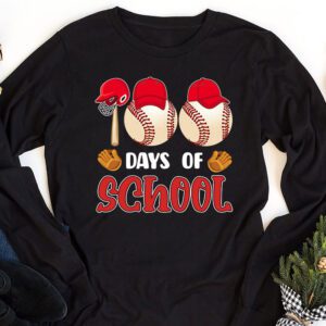 100 Days Of School Baseball 100th Day Kids Boys Longsleeve Tee 1 1