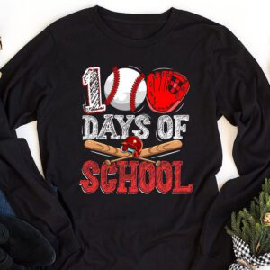 100 Days Of School Baseball 100th Day Kids Boys Longsleeve Tee 1 2