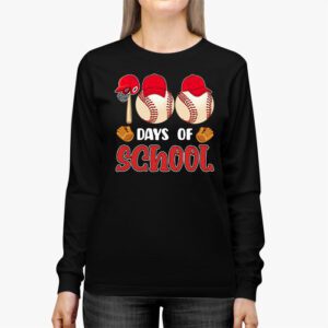 100 Days Of School Baseball 100th Day Kids Boys Longsleeve Tee 2 1