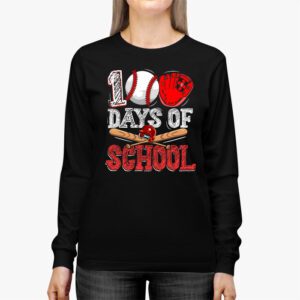 100 Days Of School Baseball 100th Day Kids Boys Longsleeve Tee 2 2