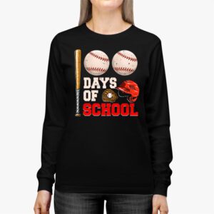 100 Days Of School Baseball 100th Day Kids Boys Longsleeve Tee 2