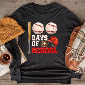 100 Days Of School Baseball 100th Day Kids Boys Longsleeve Tee