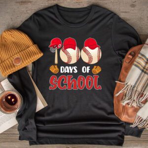 100 Days Of School Baseball 100th Day Kids Boys Longsleeve Tee