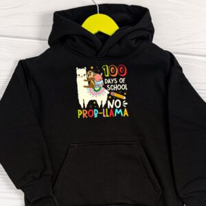 100 Days Of School No Prob llama Llama Teacher And Student Hoodie 1