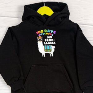 100 Days Of School No Prob llama Llama Teacher And Student Hoodie 1 4