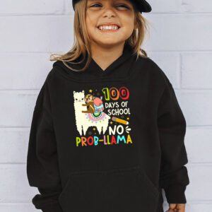 100 Days Of School No Prob llama Llama Teacher And Student Hoodie 3