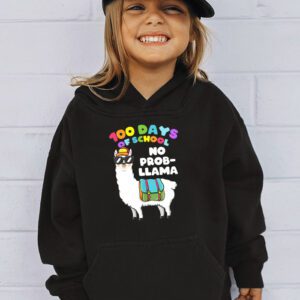 100 Days Of School No Prob llama Llama Teacher And Student Hoodie 3 4