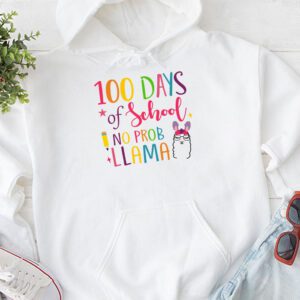 100 Days Of School No Prob-llama Llama Teacher And Student Hoodie
