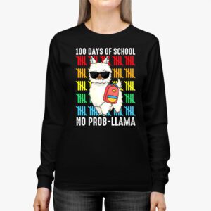 100 Days Of School No Prob llama Llama Teacher And Student Longsleeve Tee 2 1