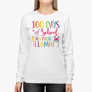 100 Days Of School No Prob llama Llama Teacher And Student Longsleeve Tee 2 3
