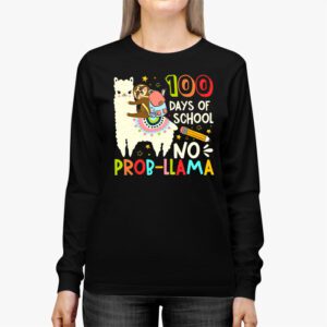 100 Days Of School No Prob llama Llama Teacher And Student Longsleeve Tee 2