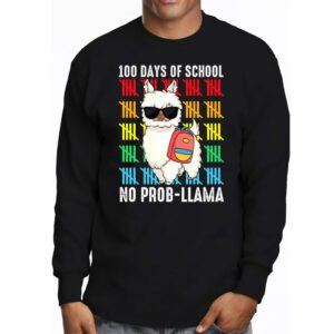 100 Days Of School No Prob llama Llama Teacher And Student Longsleeve Tee 3 1