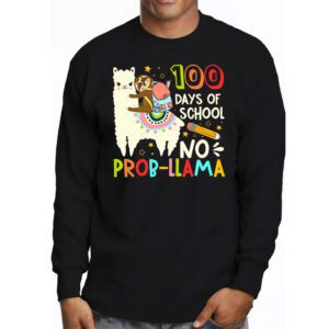 100 Days Of School No Prob llama Llama Teacher And Student Longsleeve Tee 3