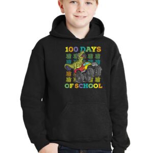 100 Days Of School Trex 100 Days Smarter 100th Day of School Hoodie 3 4