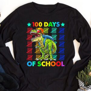 100 Days Of School Trex 100 Days Smarter 100th Day of School Longsleeve Tee 1 1
