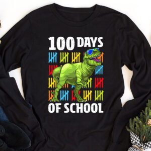 100 Days Of School Trex 100 Days Smarter 100th Day of School Longsleeve Tee 1 3