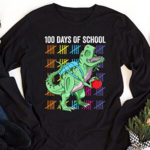 100 Days Of School Trex 100 Days Smarter 100th Day of School Longsleeve Tee 1