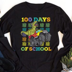 100 Days Of School Trex 100 Days Smarter 100th Day of School Longsleeve Tee 1 4