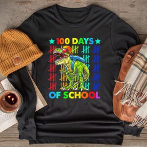 100 Days Of School Trex 100 Days Smarter 100th Day of School Longsleeve Tee