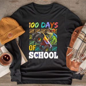 100 Days Of School Trex 100 Days Smarter 100th Day of School Longsleeve Tee
