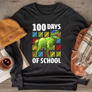 100 Days Of School Trex 100 Days Smarter 100th Day of School Longsleeve Tee