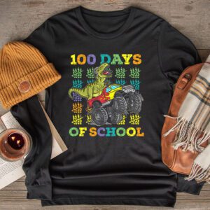 100 Days Of School Trex 100 Days Smarter 100th Day of School Longsleeve Tee