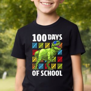100 Days Of School Trex 100 Days Smarter 100th Day of School T Shirt 2 3