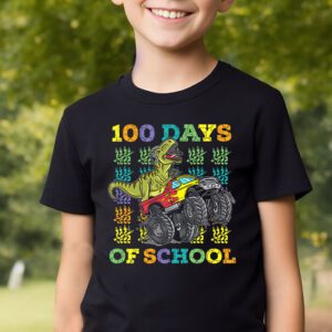 100 Days Of School Trex 100 Days Smarter 100th Day of School T Shirt 2 4