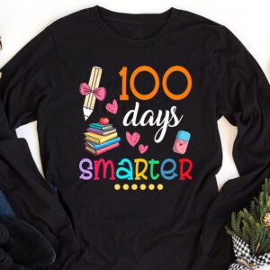 100 Days Smarter 100th Day Of School Toddlers Girls Longsleeve Tee 1 100 Days Smarter 100th Day Of School Toddlers Girls Longsleeve Tee 1 1