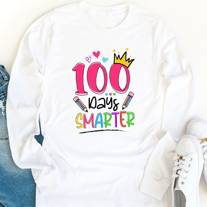 100-Days-Smarter-100th-Day-Of-School-Toddlers-Girls-Longsleeve-Tee-1 100 Days Smarter 100th Day Of School Toddlers Girls Longsleeve Tee 1