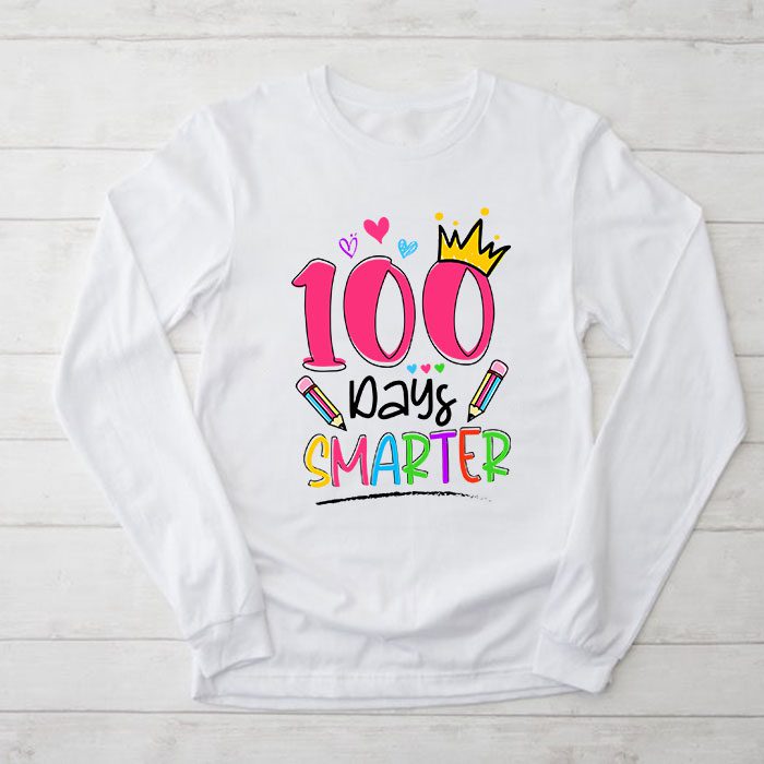 100-Days-Smarter-100th-Day-Of-School-Toddlers-Girls-Longsleeve-Tee-2 100 Days Smarter 100th Day Of School Toddlers Girls Longsleeve Tee 2