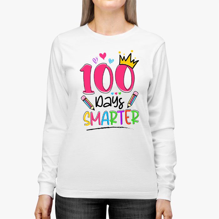 100-Days-Smarter-100th-Day-Of-School-Toddlers-Girls-Longsleeve-Tee-3 100 Days Smarter 100th Day Of School Toddlers Girls Longsleeve Tee 3