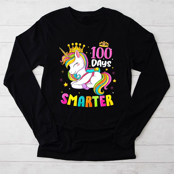 100-Days-Smarter-100th-Day-Of-School-Toddlers-Girls-Longsleeve-Tee 100 Days Smarter 100th Day Of School Toddlers Girls Longsleeve Tee