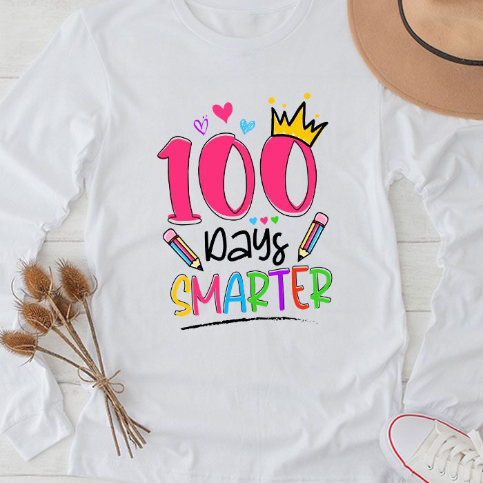 100-Days-Smarter-100th-Day-Of-School-Toddlers-Girls-Longsleeve-Tee 100 Days Smarter 100th Day Of School Toddlers Girls Longsleeve Tee