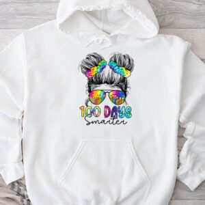 100 Days Smarter Girls Messy Bun Hair 100th Day Of School Hoodie