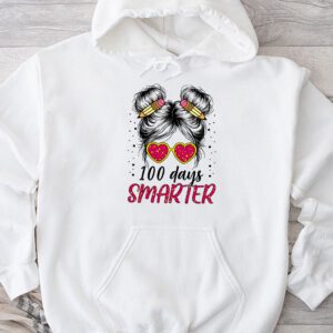 100 Days Smarter Girls Messy Bun Hair 100th Day Of School Hoodie