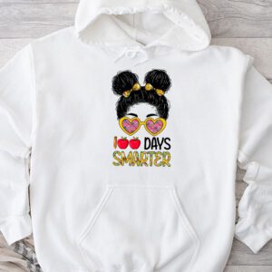 100 Days Smarter Girls Messy Bun Hair 100th Day Of School Hoodie