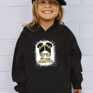 100 Days Smarter Girls Messy Bun Hair 100th Day Of School Hoodie 2 6