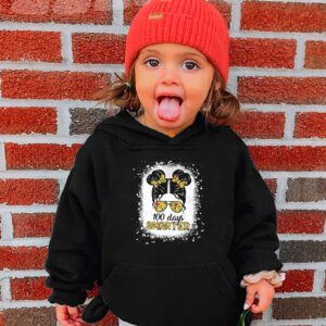 100 Days Smarter Girls Messy Bun Hair 100th Day Of School Hoodie 3 6