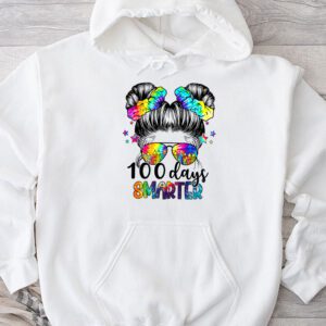 100 Days Smarter Girls Messy Bun Hair 100th Day Of School Hoodie
